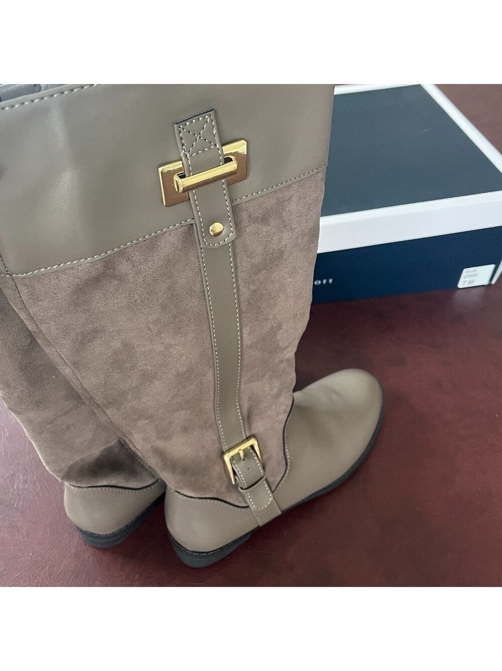 NIB STONE COLOR Karen Scott Deliee 2 Riding Boot - Picture 4 of 7